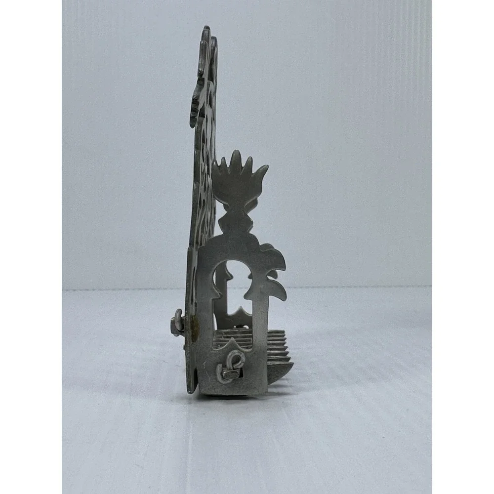 Vintage Pewter Museum Eretz Israel Hanukkah Menorah Tel Aviv Souvenir Judaica